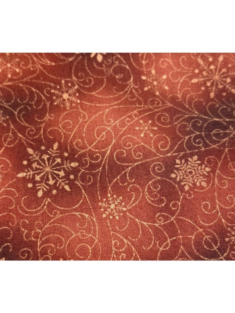Copper Snowflake Cotton Fabric 13x18" Intricate Winter Swirl Pattern USA Made - Picture 7 of 14